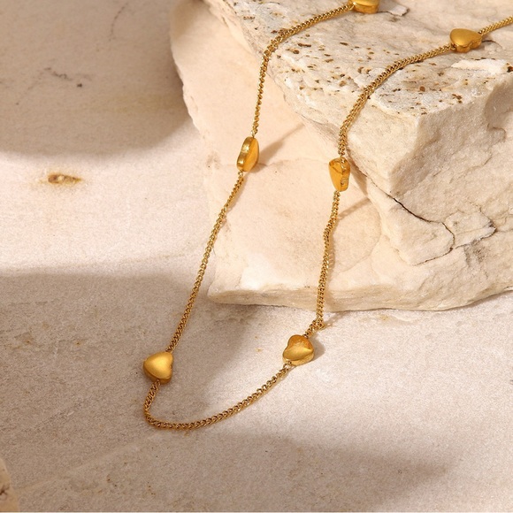 18K Gold Puffy Heart Necklace*Dainty Necklace*Minimalist Necklace*Waterproof - Picture 3 of 5